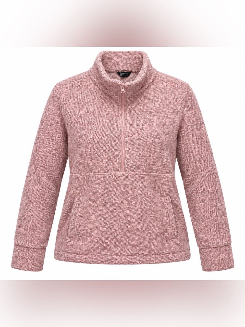 Eddie Bauer Womens XL Pink Sherpa Fleece Half Zip Pullover Kangaroo Pocket